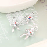 10PCs 13*25MM Dull Silver 3D Spaceman Pendants DIY Jewelry Findings