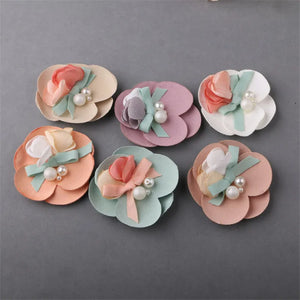 10PCs Fabric Round Pearls Core Decorated Cotton Jewelry Flowers DIY
