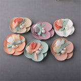 10PCs Fabric Round Pearls Core Decorated Cotton Jewelry Flowers DIY