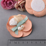 10PCs Fabric Round Pearls Core Decorated Cotton Jewelry Flowers DIY