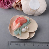 10PCs Fabric Round Pearls Core Decorated Cotton Jewelry Flowers DIY