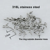 200pcs 10mm 316L Eye Pins Silver Jewelry Craft
