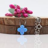 10mm Opal Flower Pendant with Sterling Silver Necklace