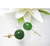 10mm Green Natural Jade Women's Earrings