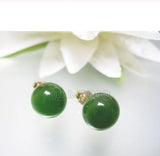 10mm Green Natural Jade Women's Earrings