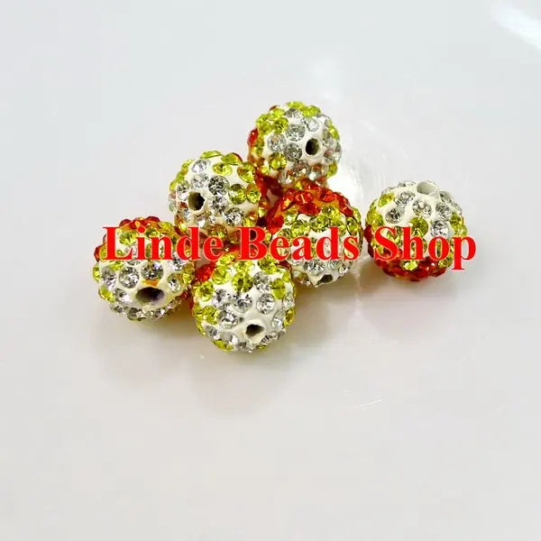 10mm Shamballe Beads Clay Crystal Finding Ball Orange SH10039