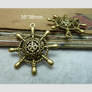10pcs Antique Bronze Rudder Pendant 35*38mm