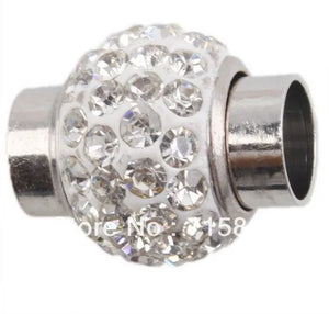 10pcs Rhinestone Magnetic Clasps Beads 17mm x 14mm Silver Finish