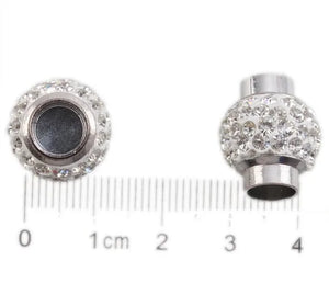 10pcs Rhinestone Magnetic Clasps Beads 17mm x 14mm Silver Finish