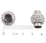 10pcs Rhinestone Magnetic Clasps Beads 17mm x 14mm Silver Finish