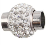 10pcs Rhinestone Magnetic Clasps Beads 17mm x 14mm Silver Finish