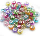 200pcs 10x14mm Silver Plated Core Acrylic Beads for Bracelet DIY