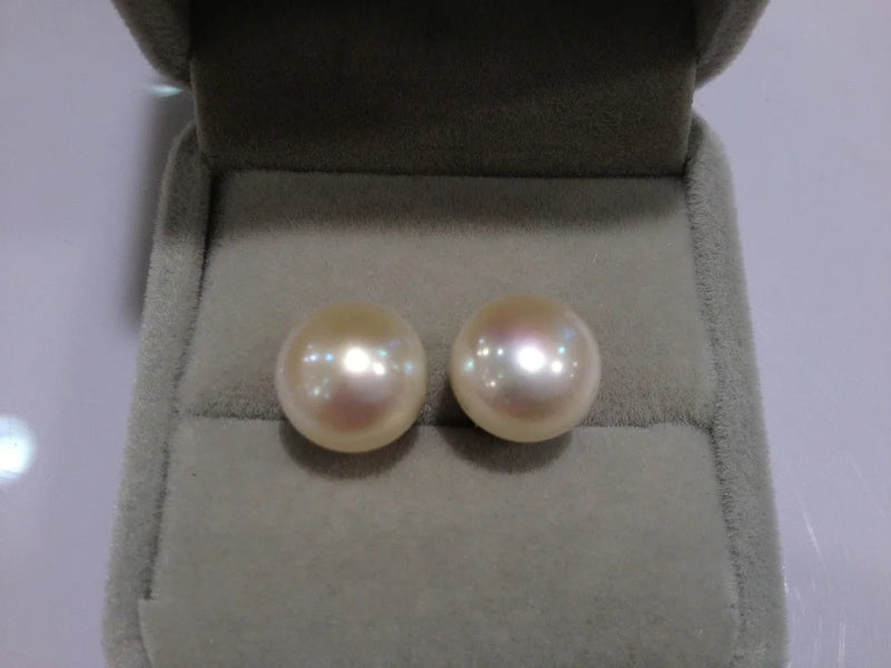 Natural Fresh Water Pearl Studs Earring 925 Silver Real Pearl Earring