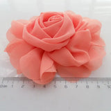 Chiffon Flowers Flat Back Fabric Roses Headwear Clothing, 6 pcs/lot