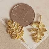 12 Brass Casting Crafts Leaf Charms 17*30mm 3D Leaf Pendant