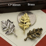 12 Brass Casting Crafts Leaf Charms 17*30mm 3D Leaf Pendant
