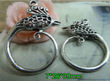 3D Double Sides Phoenix Charms Pendant - Vintage Silver Tone