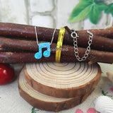 12mm Synthetic Opal Musicnote Necklace 925 Silver