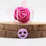 12mm Opal Smile Face Necklace 925 Sterling Happy Face Jewelry