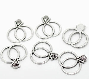 150pcs Antique Wedding Rings Charms Pendants 25x25mm J0091F