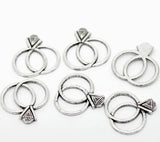 150pcs Antique Wedding Rings Charms Pendants 25x25mm J0091F