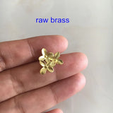 16 pcs Brass Casting Craft Leaf 13*15mm 3D Gold/Silver/Steel/Raw Brass