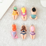 18 Pcs Swimming Man Resin Charms for Necklace Keychain DIY Making
