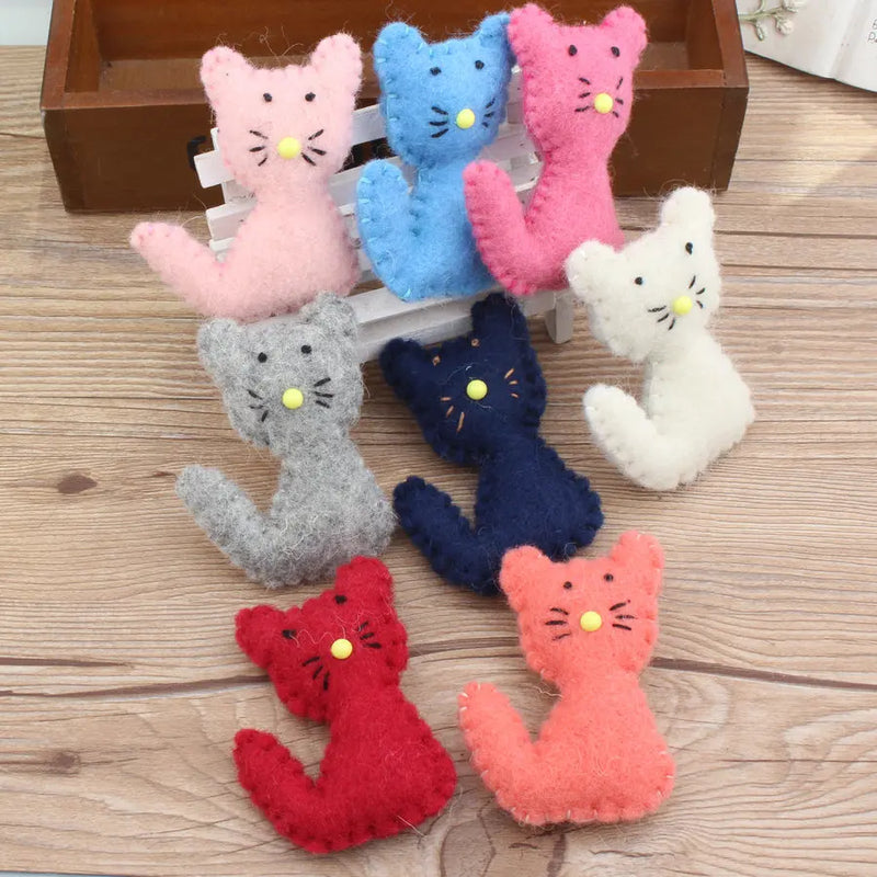 Crochet Wool Felt Cartoon Cat Doll Hair Jewelry Elastic Band DIY