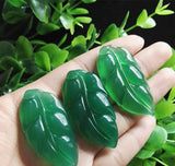 Natural Ice Green Chalcedony Agate Leaves Pendant Jade