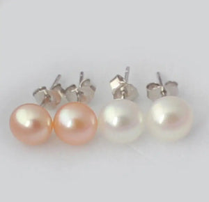 2 Pairs Natural Pink Cultured Pearl Earrings