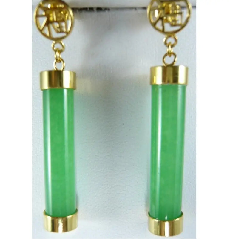Natural Jade Earrings, Fortune Light Green/Purple, 20*9mm