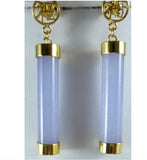 Natural Jade Earrings, Fortune Light Green/Purple, 20*9mm