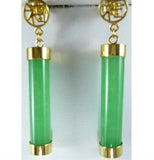 Natural Jade Earrings, Fortune Light Green/Purple, 20*9mm