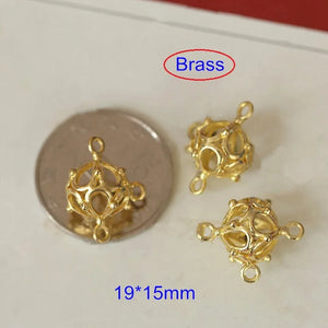20 pcs Mini Hollow Brass Ball 3 Loop 15*19mm DIY Necklace Bracelet Earrings