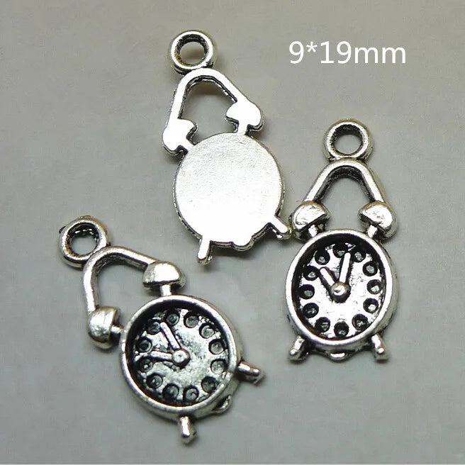 200 Pcs Alarm Clock Charms 9*19mm Antique Zinc Alloy Metal