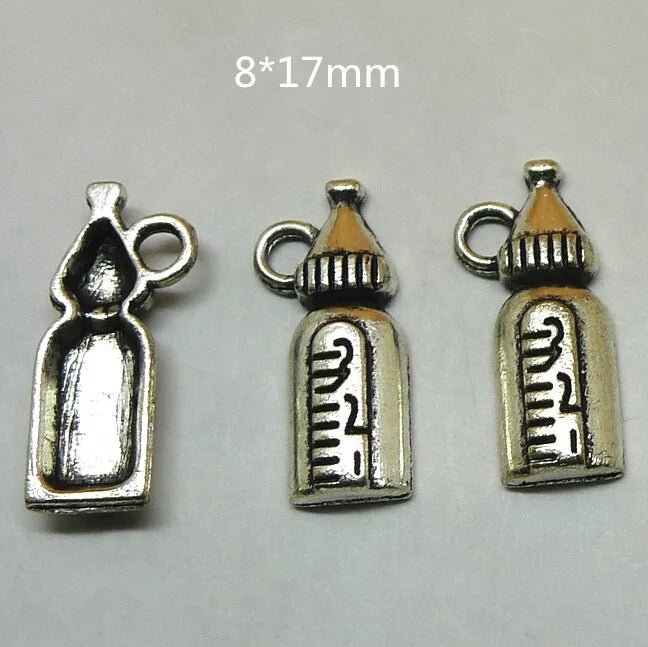 200 Pcs Feeding-bottle Charms 8*17mm Antique Metal Alloy Findings