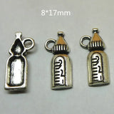 200 Pcs Feeding-bottle Charms 8*17mm Antique Metal Alloy Findings