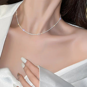 Sparkling Silver Clavicle Chain Choker Necklace for Women