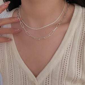 Sparkling Silver Clavicle Chain Choker Necklace for Women