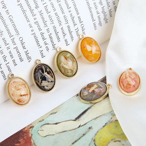 20pcs Oval Round Shell Stone Paved Resin Alloy Charms Earring Pendant