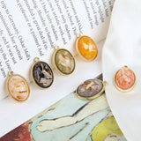 20pcs Oval Round Shell Stone Paved Resin Alloy Charms Earring Pendant