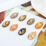 20pcs Oval Round Shell Stone Paved Resin Alloy Charms Earring Pendant