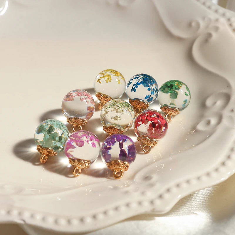 20pcs 16*21mm Round Glass Crystal Ball Beading Charms DIY Jewelry Findings
