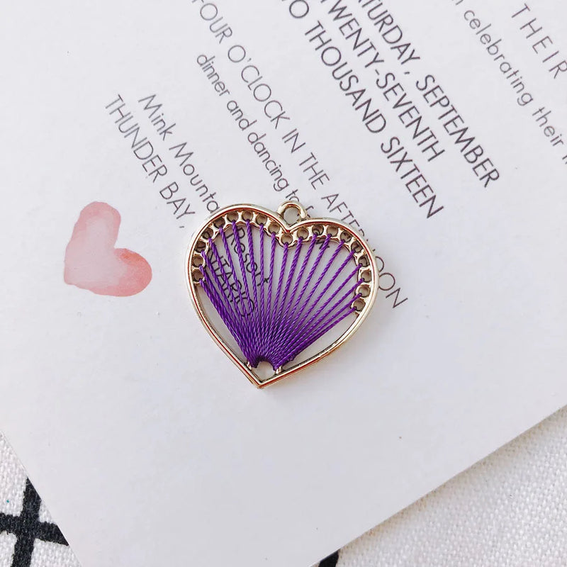 20pcs 26MM Heart Crochet Charms DIY Jewelry Necklace Bracelet Earring Pendant