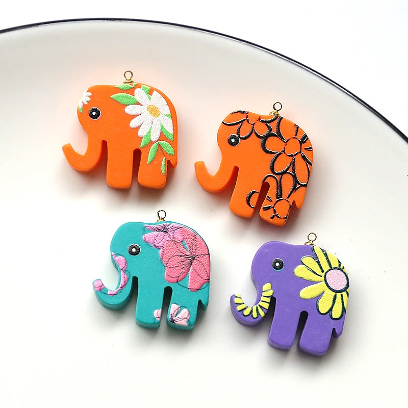 20pcs Colorful Elephant Resin Pendant Necklace Earring Charms