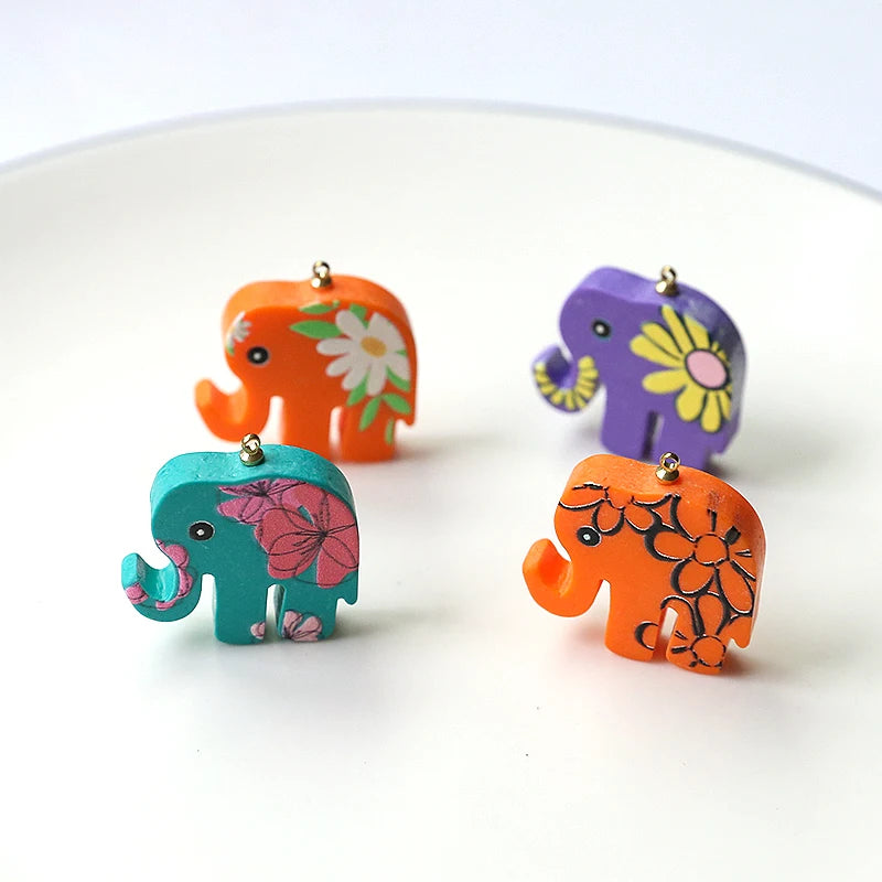 20pcs Colorful Elephant Resin Pendant Necklace Earring Charms
