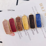 20pcs Colorful Fabric Paved Rectangle Charms Metal Earring Necklace Pendants