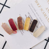 20pcs Colorful Fabric Paved Rectangle Charms Metal Earring Necklace Pendants