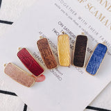 20pcs Colorful Fabric Paved Rectangle Charms Metal Earring Necklace Pendants