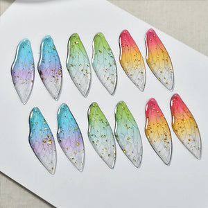 20pcs Glitter Angel Wings Resin Charms Earring Necklace Pendant Ornaments
